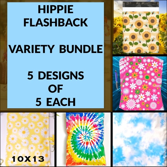 25 10X13 Hippie Flashback Bundle Poly Mailers FIRM - Picture 2 of 7